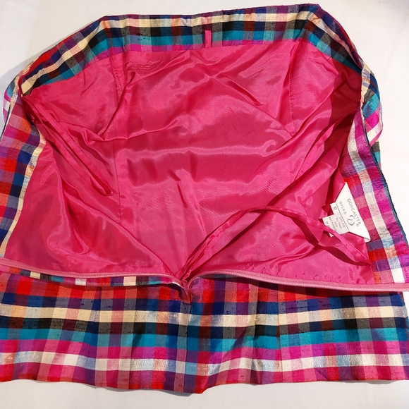 Doncaster Colorful Madras Plaid Silk Strapless Bustier Top XL Like New - Picture 11 of 13